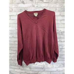 L.L.‎ Bean Maroon Long Sleeve V-Neck XXL Regular 100% Cotton Golf Casual Work